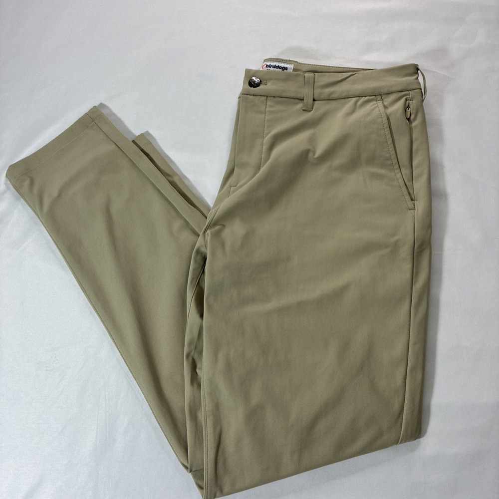Birddogs Pants Mens 34x32 (34x30) Khaki Performance Stretch Golf Tech Chino Slim